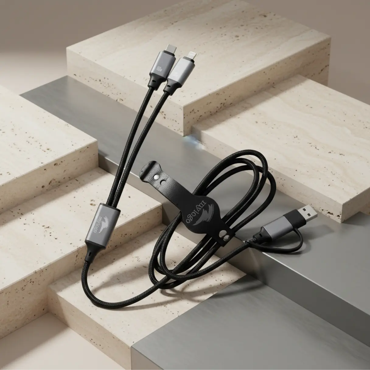 M&auml;rkt flerkontakts laddningskabel.