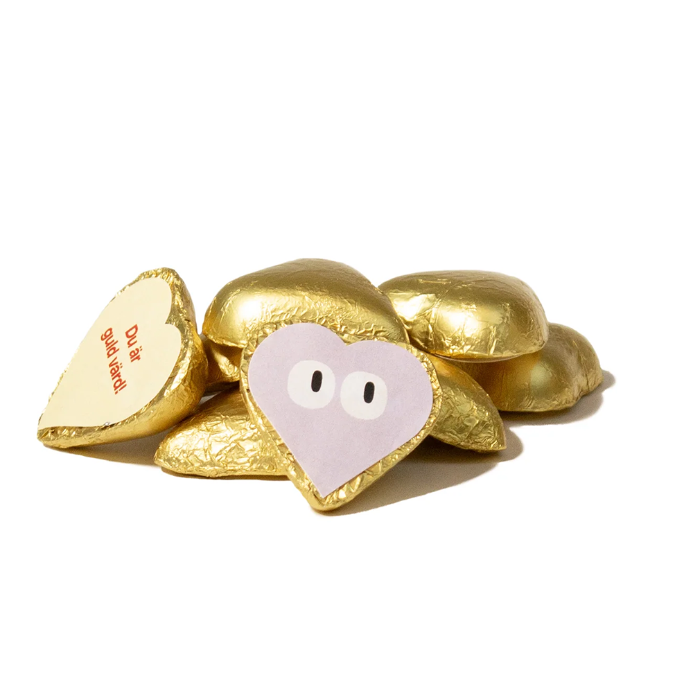 Chokladhjärtan i guldfolie 1kg